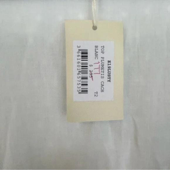 MWT Maje Plumeti Cropped White Wrap Ruffle V-neck Wrap Blouse Size 2 NEW - Picture 14 of 15